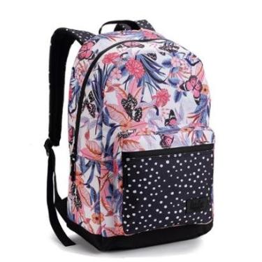 Imagem de Mochila Feminina Borboleta Florido Bolinhas Reforçada Urbano-Feminino