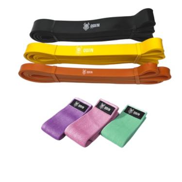Imagem de Kit Elastico para Treino Super Band 3 intensidades + Hip Band 3 intensidades Odin Fit