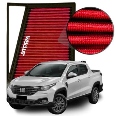 Imagem de Filtro Ar Esportivo Compatível com Fiat Strada 1.3 Firely Ano 2020 A 2024 Lavável Reutilizável Potencia Inbox Volcano Cabine Dupla Freedom Plus Ranch