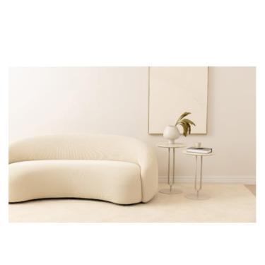 Imagem de Mesa lateral Arch baixa Mármore Calacata (off white) - Off White