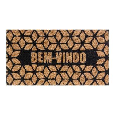Imagem de Capacho Retangular Fibra De Coco Base PVC 60x33cm - Komeco, Geométrico
