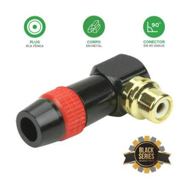 Imagem de Conector Plug Rca 90º Profissional Top De Linha Vermelho - PIX