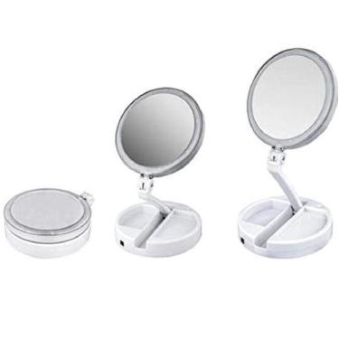 Imagem de Espelho Luz Led Iluminador Mesa Maquiagem Portátil Aumento - Mirror