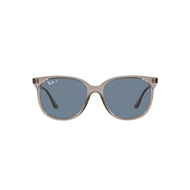 Imagem de Ray-Ban Óculos de sol quadrados femininos RB4378, Cinza transparente/azul escuro polarizado, 54 mm