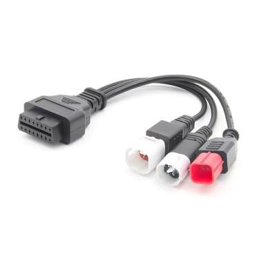 Imagem de Cabo adaptador OBD1 3 em 1 para motocicleta 3 pinos 4 pinos 6 pinos para OBD2 16 pinos OBD2 conector de diagnóstico de motocicleta, compatível com motocicleta Euro5 Guzzi Kawasaki, funciona com