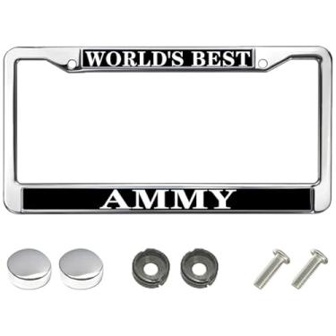 Imagem de World's Best Ammy Moldura de placa de licença cromada metal mulher menina presente moldura de placa de licença para mulheres esposa mãe