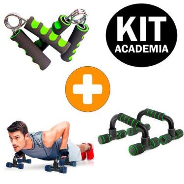 Imagem de Kit Aperto de Mão Hand Grip Fortalecimento Antebraço Punho + Barra de 