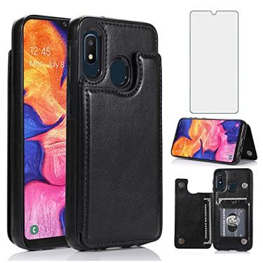 Imagem de Asuwish Compatível com Samsung Galaxy A10e/A20e Capa carteira de vidro temperado protetor de tela com suporte para cartão flip capas de telefone de couro para Glaxay A 10e 10ae S102DL Galaxies 20e