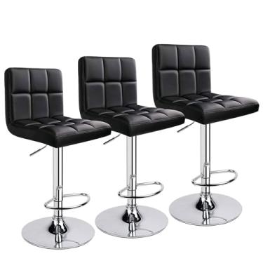 Imagem de Banqueta Alta Giratória Estofada em Couro Sintético Gomos DU80 (3, Preto)