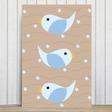 Imagem de Placa Decorativa Infantil Coruja Baby Azul Passarinhos 30x40 - Quartin