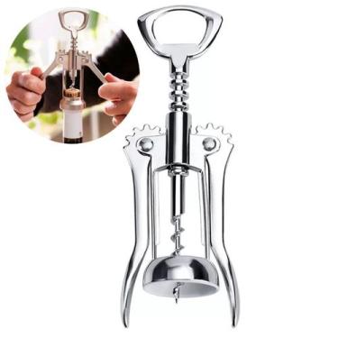 Imagem de Saca Rolha Abridor De Garrafa Vinho Portátil Cor Prata - Tesla Store