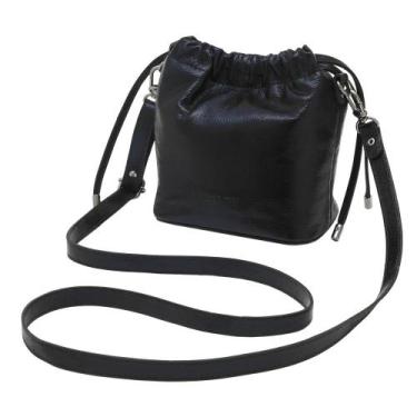 Imagem de Bolsa de Couro Mariart Mini Cravo, Preto metalizado