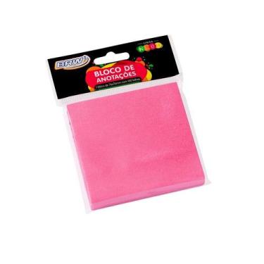 Imagem de Bloco Adesivo de Anotações BRW Neon 76X76mm 100 Folhas, ROSA