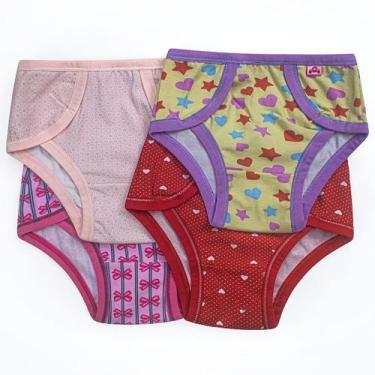 Imagem de Kit 8 Calcinha Antialérgica Infantil Estampada Conforto De Menina Algo