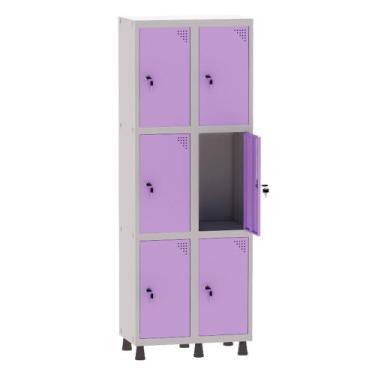 Imagem de Armário Guarda Volume Locker Roupeiro 2 Vãos 6 Portas Aço GRF502/6 Cin