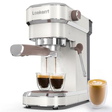 Imagem de Máquina de café espresso para casa, 20 bar, com espumador de leite, cânula de vapor, cafeteira pequena compacta para latte e cappuccino (branco pera, aço inoxidável, presente)