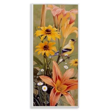 Imagem de Stupell Industries Among the Flowers Bird Framed Giclee Wall Art Design por Rod Lawrence, moldura branca, 33 x 30