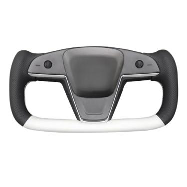 Imagem de MEWANT Capa de volante de carro Tesla Yoke costurada à mão para Tesla Yoke Model S 2021-2023 / Model X 2021-2023 Acessórios de volante para Tesla Yoke