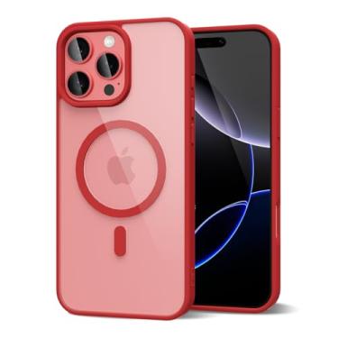 Imagem de oakxco Capa magnética transparente para iPhone 16 Pro Max compatível com Magsafe, fina, fina, transparente, não amarela, amortecedor de silicone macio Hybird e capa protetora de plástico rígido para