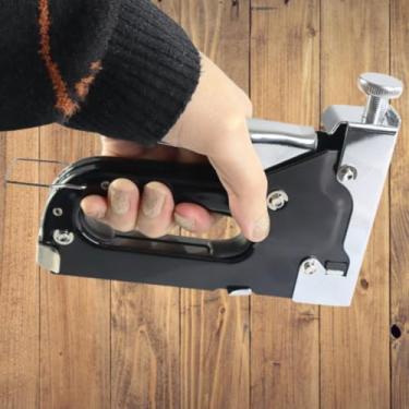 Imagem de Grampeador Profissional Pressão Compacto pinador manual Montador De Móveis tapeçaria estofado Madeira Tapeceiro Folhas Ferramentas Profissional Preto