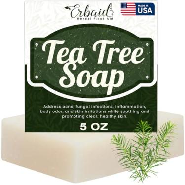 Imagem de Erbaid Sabonete De Tea Tree – Barra De Sabão De Óleo De Tea Tree Natural Defense Para Rosto E Corpo – Sabonete Remedy Combate Acne, Irritação Da Pele E Previne Erupções – Limpador Profundamente Hidr