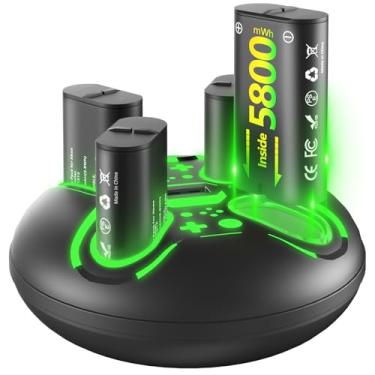Imagem de Shirble Carregador Para Bateria De Controle Do Xbox One Com Estação De Carregamento De Bateria Recarregável Usb 4X5800Mwh Para Xbox Series X|S, Xbox One S/One X-Xbox One Acessórios (2600Mah=5800Mwh)