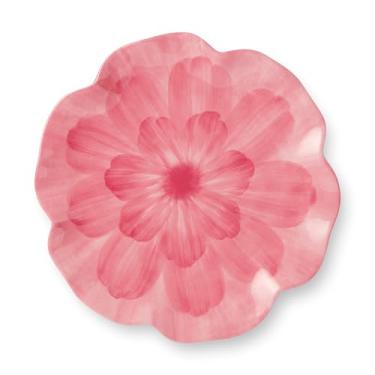 Imagem de Pratos de salada florais 3D de melamina rosa silvestres, conjunto de 4, 22 cm, serve saladas vibrantes, aperitivos ou doces, perfeitos para brunches, festas no jardim e refeições comemorativas