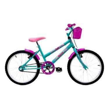 Imagem de Bicicleta Aro 20 Infantil Feminina + Cest. - Route Bike, Verde, Claro