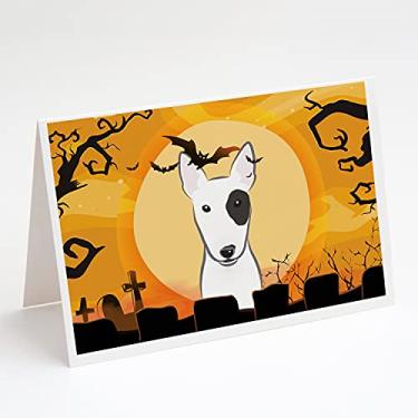 Imagem de Caroline's Treasures BB1767GCA7P Cartões de Dia das Bruxas Bull Terrier e Envelopes Pacote com 8, 7 x 5, multicolorido