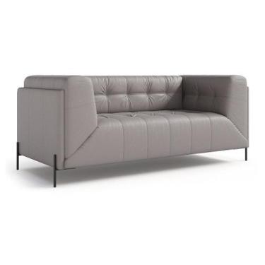 Imagem de Sofá de Couro 2 Lugares Aston 220cm Cinza Claro- Touro e Cia - Touro &