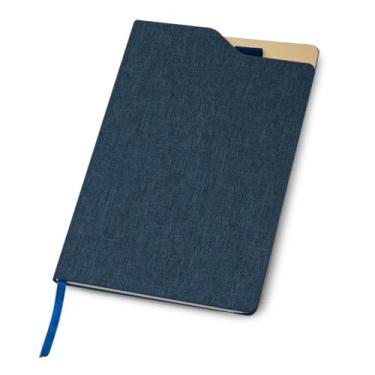 Imagem de Caderno Caderneta Executivo Anotações Capa Dura Elegante Com Pauta Capa em Tecido Folhas Pautadas Anotar Anotacoes Modelo PREMIUM (Azul)