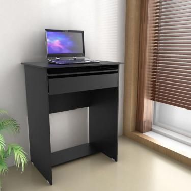 Imagem de Escrivaninha Pequena com Gaveta e Suporte de Teclado Bella 63cm X 79cm Preto