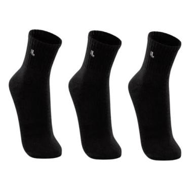 Imagem de Kit 3 Pares Meias Unissex Sport Cano Médio Algodão Lupo, Preto, G 41-4
