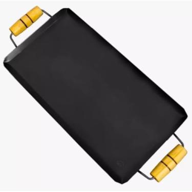 Imagem de Chapa para Lanches e Churrasqueira, 60 x 30 cm, Base Antiaderente, Alças em Madeira