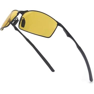 Imagem de SKYWAY Óculos de sol polarizados com proteção UV400 para homens e mulheres, armação de metal para dirigir, pesca, trilhas, esportes (armação preta/lente amarela)
