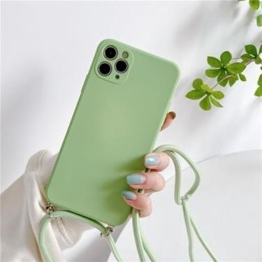 Imagem de Capa de silicone com cordão e alça para colar transversal para OnePlus 10 9 9R 9RT 8 7 7T Pro Nord CE 2 5G, verde, para OnePlus 9R
