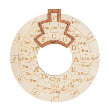 Imagem de Ferramenta de melodia de madeira, ferramenta de melodia de círculo redondo de quintas rodas, assinatura de chave de notas de acordes de tamanho grande de 16 cm, ferramenta de aprendizagem de teoria