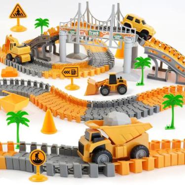 Imagem de Brinquedo de pistas de corrida INSFUN Construction com 4 carros, mais 