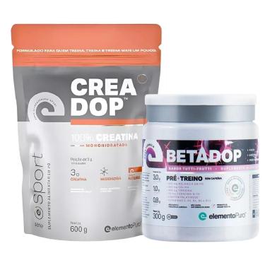 Imagem de Creadop 600g + Pre Treino Sem Cafeína Betadop 300g Sabores Elemento Puro-Unissex