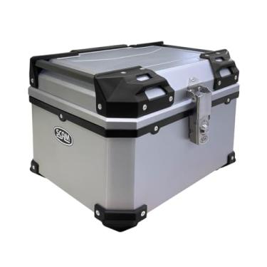 Imagem de Baú Traseiro SCAM Economy 42L Prata p/Moto | Suporte Universal Incluso | BESA042A | Polímero Alta Resistência |