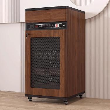 Imagem de Suporte De Áudio Ajustável Hifi Com Prateleiras & Gavetas, Suporte De Mídia Móvel Av Torre Pode Dissipação Rápida De Calor, Organizador De Componentes De Vídeo De Estúdio, Brown, M