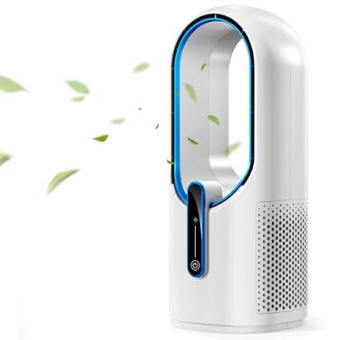 Imagem de Misby Ventilador de mesa, ventilador portátil sem pás de 11,8 polegadas, ventilador recarregável de escritório pequeno com bateria de 5000 mAh, 3 velocidades ajustáveis, controle de toque, fácil de