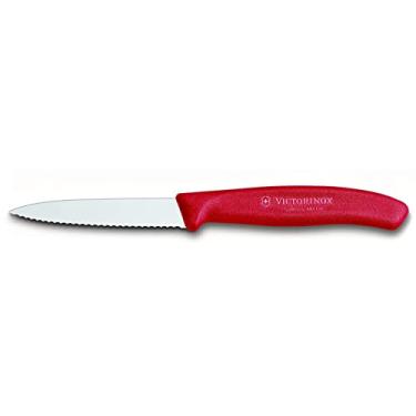Imagem de Victorinox Swiss Classic Serrated Stainless Steel Spear Tipped Paring Knife with Red Fibrox Handle, 8.3cm