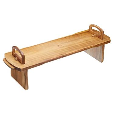 Imagem de Artesa Travessa elevada para servir, madeira, marrom, 52 x 15 x 17 cm