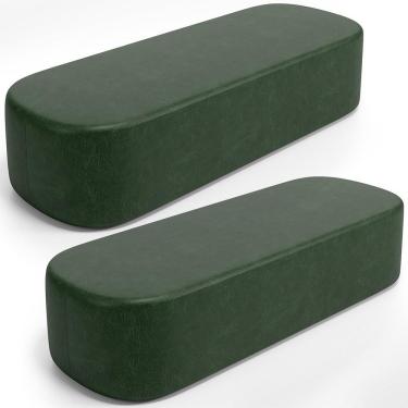 Imagem de Kit 02 Puffs Decorativos Orgânicos Para Living Quarto 160cm Doha W01 Couríssimo Verde Musgo - Lyam Decor
