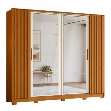 Imagem de Roupeiro Flex E Espelho Ripado Atalaia Cinamomo Off White