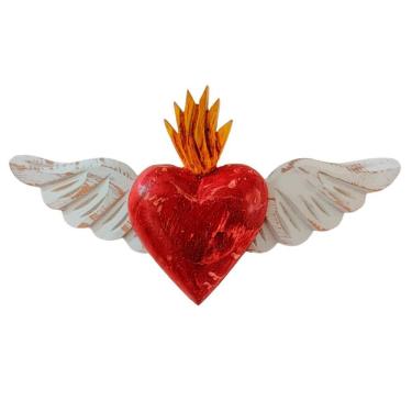 Imagem de Escultura Coração Alado Sagrado Coração De Jesus Grande Cor Vermelho