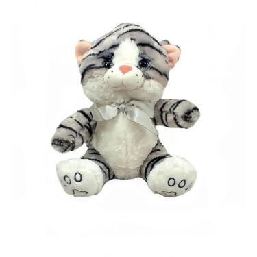 Imagem de Gato Pelúcia Cinza Listra 30 Cm Alt. Gravata