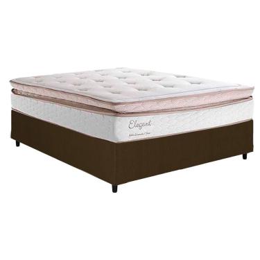 Imagem de Cama Box Casal Com Colchão Herval Elegant Molas Ensacadas 138x188x74cm Ms Suede Marrom