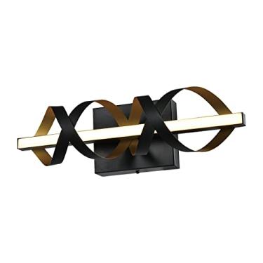Imagem de Maxax Luminária De Banheiro Moderna Led, Iluminação De Barra De Banho Preta E Dourada, Arandela De Parede Led 16 Polegadas 7W Branco Quente 3000K Para Armário De Espelho, Quarto, 280 Lúmens